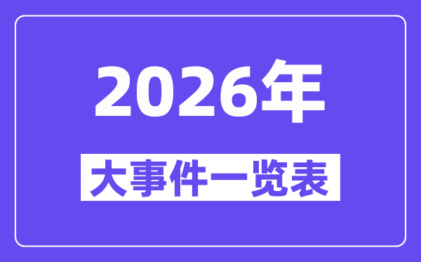 2026年大事件一覽表,2026大事記,2026大事時間軸