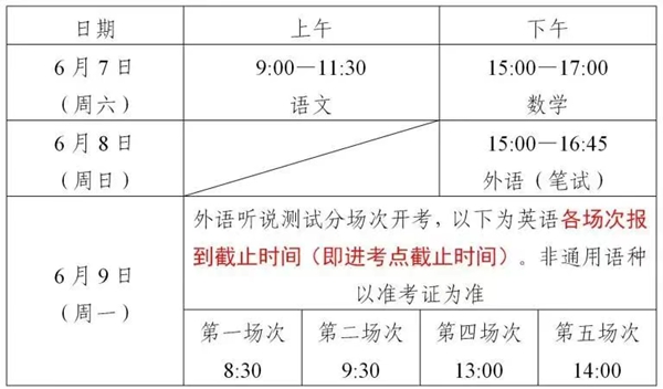 上海高考時(shí)間2026年時(shí)間表,各科目具體時(shí)間安排一覽表
