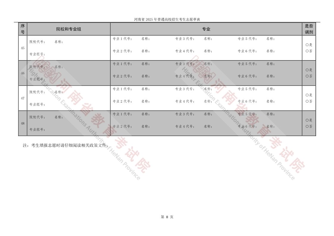 2026年河南高考志愿表格填寫范本(附查找入口及志愿數(shù)量)