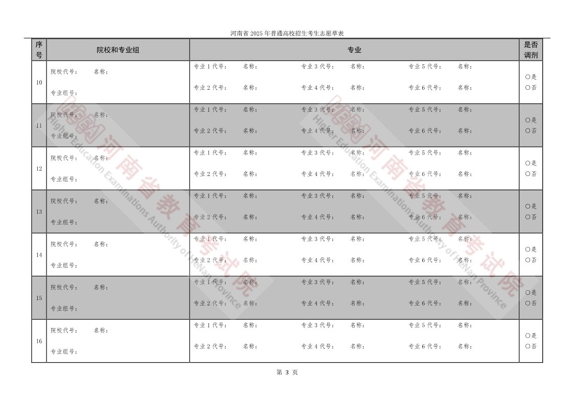 2026年河南高考志愿表格填寫范本(附查找入口及志愿數(shù)量)