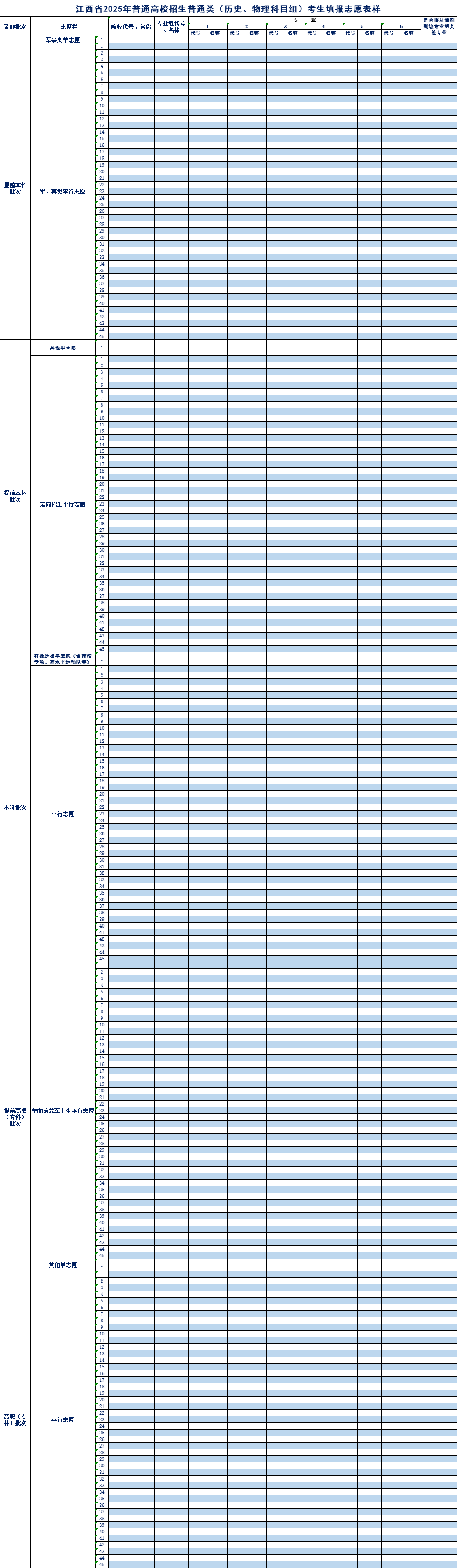 2026年江西高考志愿表格填寫范本(附查找入口及志愿數(shù)量)