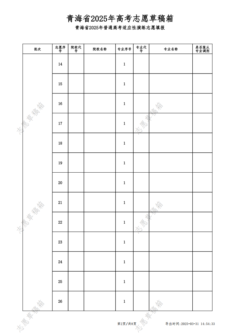 2026年青海高考志愿表格填寫范本(附查找入口及志愿數(shù)量)