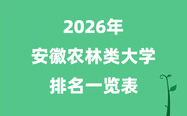 2026年安徽省農林類大學排名及分數(shù)線一覽表（最新）